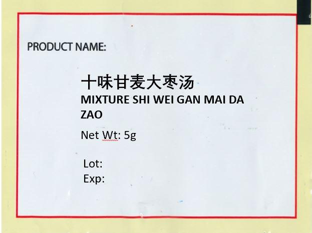 KINHONG PTE LTD 庆丰私人有限公司 MIXTURE 复方颗粒Mixture Shi Wei Gan Mai Da Zao十味甘麦大枣汤